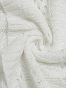 Linhara CURVE Cardigan Rajut Pointelle Plus dengan Bukaan Depan - Putih - View 7