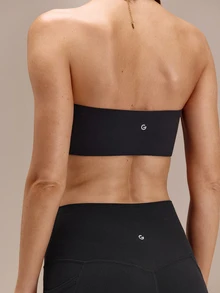 GLOWMODE FeatherFit™ Soft Sweat-Wicking Breathable Strapless Bandeau Bra With Non Slip Lining Supportive Cups Low Impact Summer Casual Daily Wear - Black - View 4