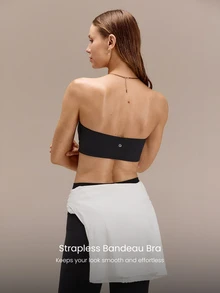 GLOWMODE FeatherFit™ Soft Sweat-Wicking Breathable Strapless Bandeau Bra With Non Slip Lining Supportive Cups Low Impact Summer Casual Daily Wear - Black - View 2