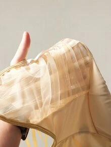SHEIN ICON 优雅性感网纱深V领透视吊带背心 - 金色 - 查看 10