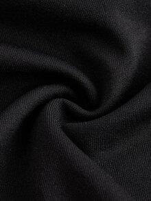 SHEIN ICON Off-The-Shoulder Solid Color Splice Long Sleeve Simple Crop Top, Casual Everyday Wear - Black - View 5