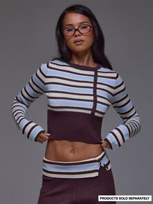 MUSERA Multicolour Double Layer Striped Knitted Top Winter Autumn Everyday Casual Going Out Cool Weekdaze - Multicolor - View 1