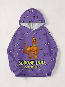 SCOOBY-DOO X SHEIN Young Boy Puppy Print Thermal Lined Sweatshirt - White - View 5