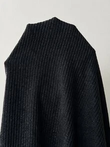SHEIN 孕婦夏季休閒寬鬆拼接飾邊拍照洋裝 黑色 - 黑色 - 查看 6