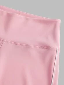 Sweetra 2件組女款春夏運動套裝，粉色拼色袖口半拉鍊立領下擺拼色運動上衣與拼色褲腳常規腰女款運動短褲，時尚百搭，適合日常休閒、跑步、瑜伽、健身、網球、高爾夫、騎行 - 粉色 - 查看 5