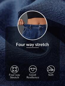 Flexra Women's Button Pleated Casual Daily Wear Denim Jeans - Dark Wash - View 7