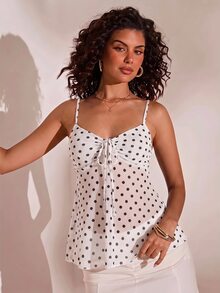 Opulessa Women's Vacation Knit Mesh Printed Camisole Tank Top - White - View 5