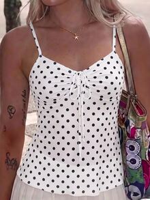 Opulessa Women's Vacation Knit Mesh Printed Camisole Tank Top - White - View 2