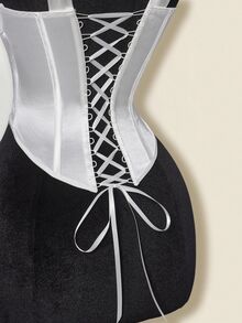 SHEIN ICON Mesh Cowl Neck Sheer Boned Bustier Tank Top - White - View 5