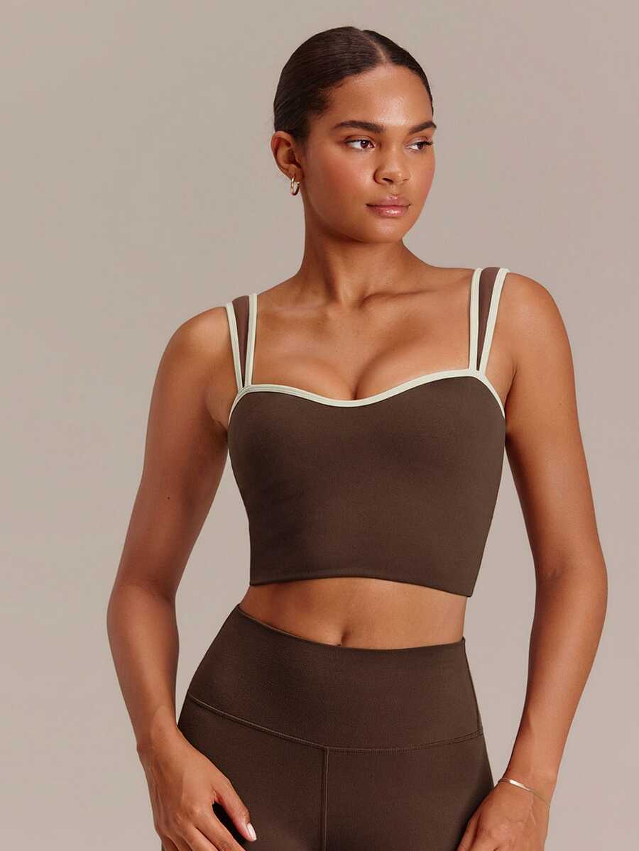 GLOWMODE FeatherFit™ Push Up Moment Crop Tank With Cleavage-Enhancing Design & Removable Cups Low Impact Yoga Pilates Barre Studio Active Wear - Cinnamoninspiration - View 1