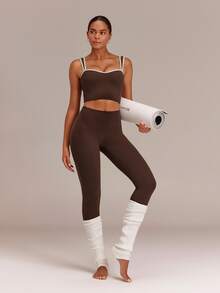 GLOWMODE FeatherFit™ Push Up Moment Crop Tank With Cleavage-Enhancing Design & Removable Cups Low Impact Yoga Pilates Barre Studio Active Wear - Cinnamoninspiration - View 6