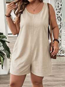 Comfylo Plus Size Women's Summer Vacation White Pocket Romper Formal Vacation Casual Formal Elegant - Multicolor - View 5