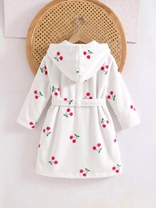Cozy Pixies 女童心形圖案內裡加厚毛絨連帽長袖居家服 秋季粉色可愛款 - 白色 - 查看 2