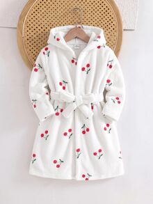 Cozy Pixies 女童心形圖案內裡加厚毛絨連帽長袖居家服 秋季粉色可愛款 - 白色 - 查看 9