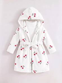 Cozy Pixies 女童心形圖案內裡加厚毛絨連帽長袖居家服 秋季粉色可愛款 - 白色 - 查看 8