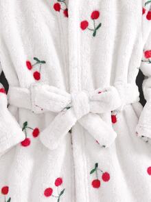 Cozy Pixies 女童心形圖案內裡加厚毛絨連帽長袖居家服 秋季粉色可愛款 - 白色 - 查看 3