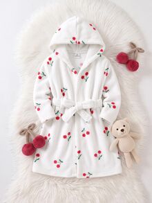 Cozy Pixies 女童心形圖案內裡加厚毛絨連帽長袖居家服 秋季粉色可愛款 - 白色 - 查看 10