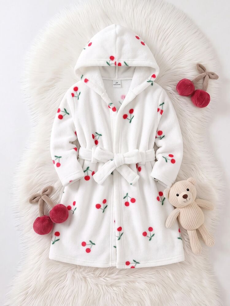 Cozy Pixies Young Girl Young Girl Kids Young Girl Young Girl Young Girl Young Girl Heart- Pattern Lined Thick Plush Hooded Long Sleeve Loungewear Autumn Pink Cute - White - View 10