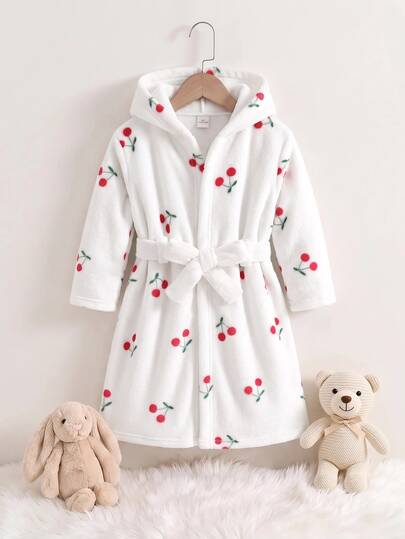 Cozy Pixies Roupa de Descanso Infantil para Menina, Rosa, com Capuz, Manga Longa, Pelúcia Grossa Forrada com Estampa de Coração, Fofa, para Outono