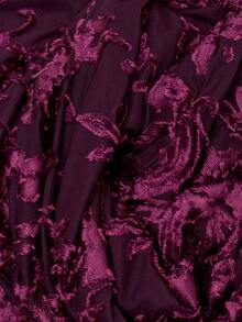 Nöista Dark Purple Flocked Floral Long-Sleeved Fitted Mini Dress. Sexy, Retro, Glamorous. Elegant, Fall Night Out Cocktail, Dinners, Festive Parties. Luxury - Purple - View 10