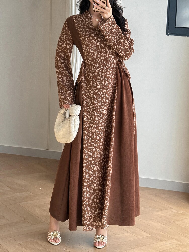 Yasmyna Conservative Casual Vacation Print Patchwork Women's Arabian Dress - Multicolor - View 6