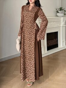 Yasmyna 保守休閒度假風印花拼接女款阿拉伯長裙 - 彩色 - 查看 5