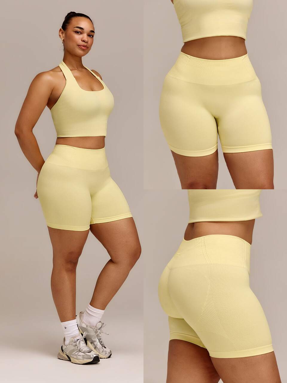 Plus Size 5" Seamless High Waisted Three Section Waistband Butt Lifting Shaping Belt Double Layer Hip Seamless Biker Shorts Gym Running Workout Training Fitness Daily Wear