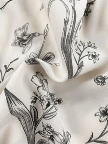 SHEIN 女嬰編織花卉對比色彼得潘領休閒秋季洋裝，含保暖內裡與刷毛背層，適合冬季穿著 - 黑與白 - 查看 8