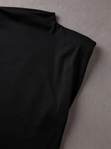 SHEIN Franclia 夏季優雅無袖波點下擺洋裝 - 黑色 - 查看 4