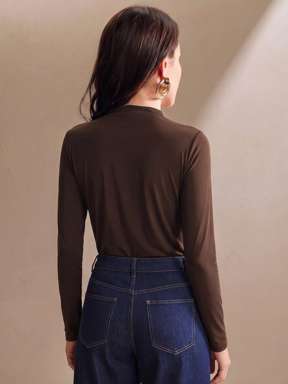 Anewsta Niche Minimalist Design Ruched Draped High Waist Slim Fit Women's Bodysuit