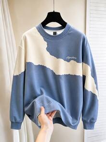 HypeHours Men's Colorblock Patchwork Pullover Sweatshirt - Multicolor - View 1