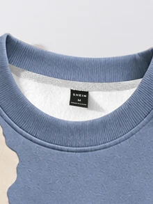 HypeHours Men's Colorblock Patchwork Pullover Sweatshirt - Multicolor - View 4