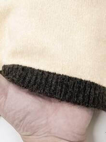Rusticease Cardigan Wanita Kasual Musim Gugur/Dingin dengan Trim Blok Warna dan Bordir Bunga - Aprikot - View 7