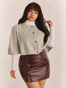 CovetEZ Plus Size Women's Solid Color Casual Versatile Daily Wear Cardigan - Grey - View 4