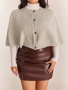 CovetEZ Plus Size Women's Solid Color Casual Versatile Daily Wear Cardigan - Grey - View 3