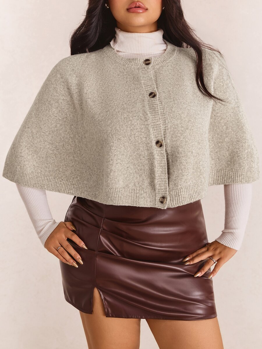CovetEZ Plus Size Women's Solid Color Casual Versatile Daily Wear Cardigan - Grey - View 1
