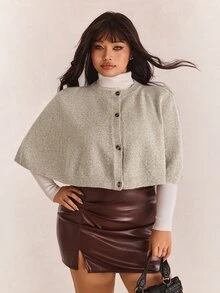 CovetEZ Plus Size Women's Solid Color Casual Versatile Daily Wear Cardigan - Grey - View 7