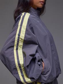 MUSERA Jaket Longgar Warna Kontras Shell Musim Dingin Musim Gugur Kasual Sehari-hari untuk Jalan-jalan Akhir Pekan yang Keren - Grey - View 3