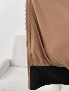 SHEIN Maternity Solid Color Hooded Casual Daily 3-In-1 Jacket Fall - Camel - View 13