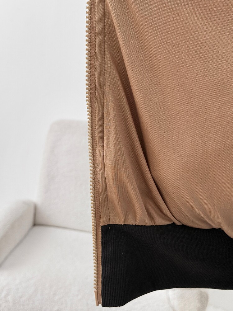 SHEIN Maternity Solid Color Hooded Casual Daily 3-In-1 Jacket Fall - Camel - View 13