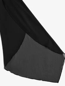 Sweetra Halloween Plus Size Off-Shoulder Spaghetti Strap Bell Sleeve Cinched Waist A-Line Chiffon Black Dress Dark Style Fall - Black - View 5