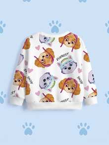 SHEIN | PAW Patrol Young Girl Cartoon Print Crew Neck Sweatshirt - White - View 6