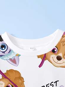 SHEIN | PAW Patrol Young Girl Cartoon Print Crew Neck Sweatshirt - White - View 3