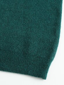 Manfinity Homme 男士秋冬長袖圓領針織套頭毛衣，附聖誕元素，修身版型 - 墨綠色 - 查看 6