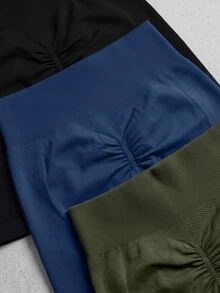 Sweetra Women's Plus Size Solid Color Casual Versatile Daily Wear Sports Shorts 3-Pack - Multicolor - View 4