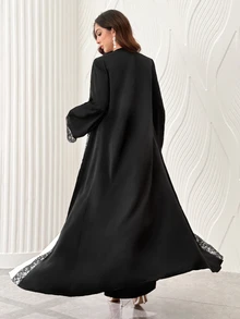 Yasmyna Spring Summer Autumn Eyelash Lace Frog Button V-Neck Fashion Slimming Elegant Intellectual Date Daily Versatile Women's Long Robe - Multicolor - View 3