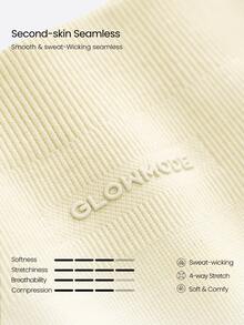 GLOWMODE 24" Ultrafine Soft Seamless Strong Strides High-Rise 3-Panel Waist Non-See Through Scrunch Butt Lifting Leggings Medium Impact Training Running Workout Gym Wear - French Vanilla - View 8
