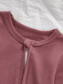 SHEIN 5件隨機發送 1件新生女嬰連身衣套裝，白色、深紫色、粉色、杏色，秋冬季，柔軟薄款精緻可愛櫻桃舒適款 - 彩色 - 查看 3