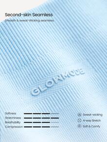 GLOWMODE 31" Ultrafine Soft Seamless SunFlow High Waist Sculpting Fit Seamless Butt Lift Compression Double Layer Coverage Flare Leggings Gym Summer - Blue - View 8