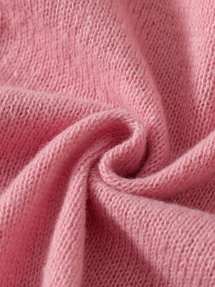 Young Girl Long Sleeve Bow Cardigan & Knitted Pleated Skirt 2-Piece Set, Pink, Suitable For Spring, Autumn, Winter, Pairs With Padded Coat, Denim Jeans - Pink - View 11